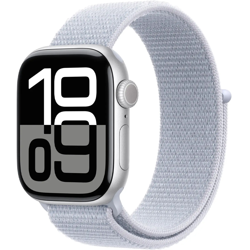 Apple Watch Series 10 MWWD3LW/A 42mm GPS - Aluminum Silver/Blue Cloud Sport Loop